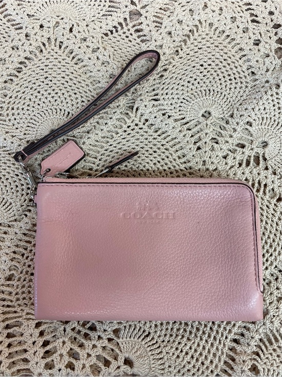 Coach Handbags - Coach Women's Pebble Leather double Zip Wristlet in pink with silver hardware